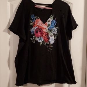 Distressed floral shirt